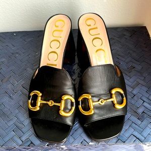 GUCCI Women's slide sandal with Horsebit Black Sz 39